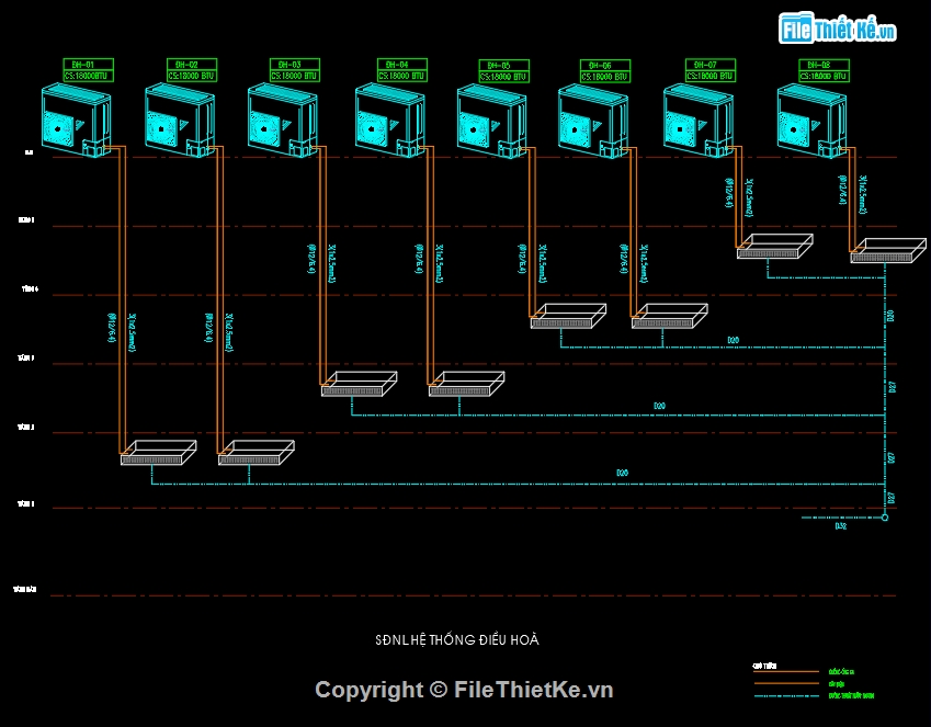 Cấp điện nước shophouse,Bản vẽ M&E Shophouse 5 tầng,autocad điện nước,Hệ thống điện nước điều hòa